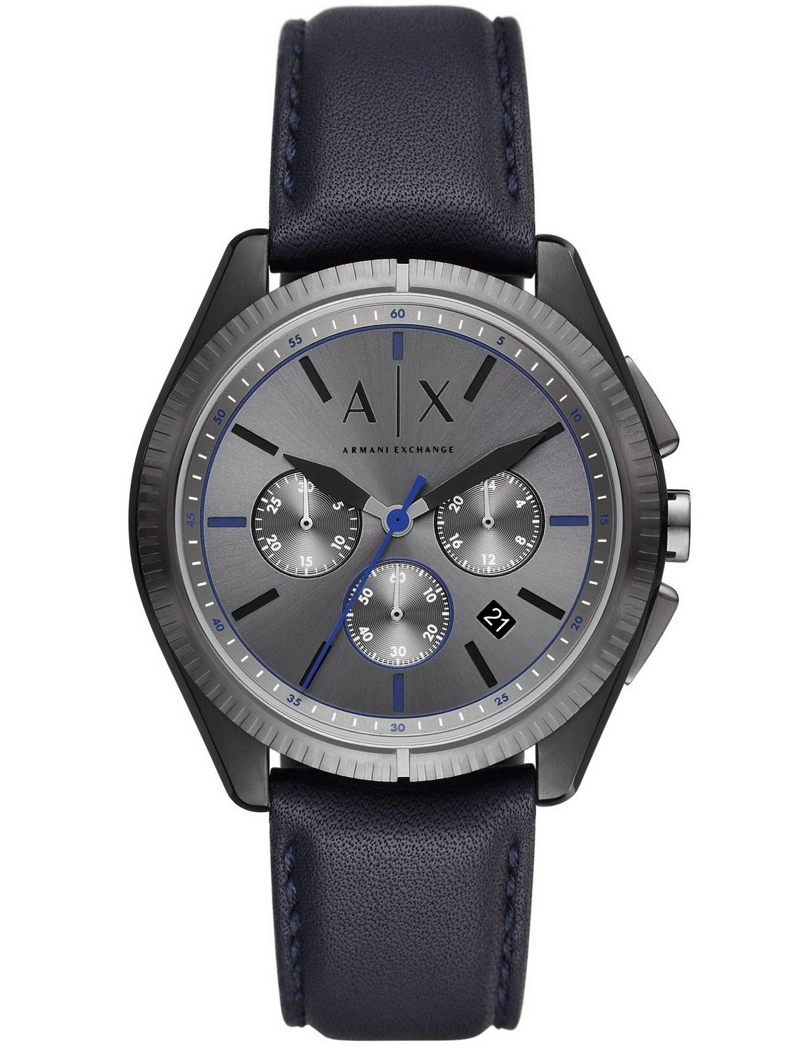 ARMANI EXCHANGE Chronograph Mens - AX2855, Black case with Blue Leather Strap