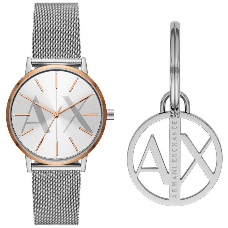 ARMANI EXCHANGE Ladies Gift Set - AX7130, Gold case with Stainless Steel Bracelet