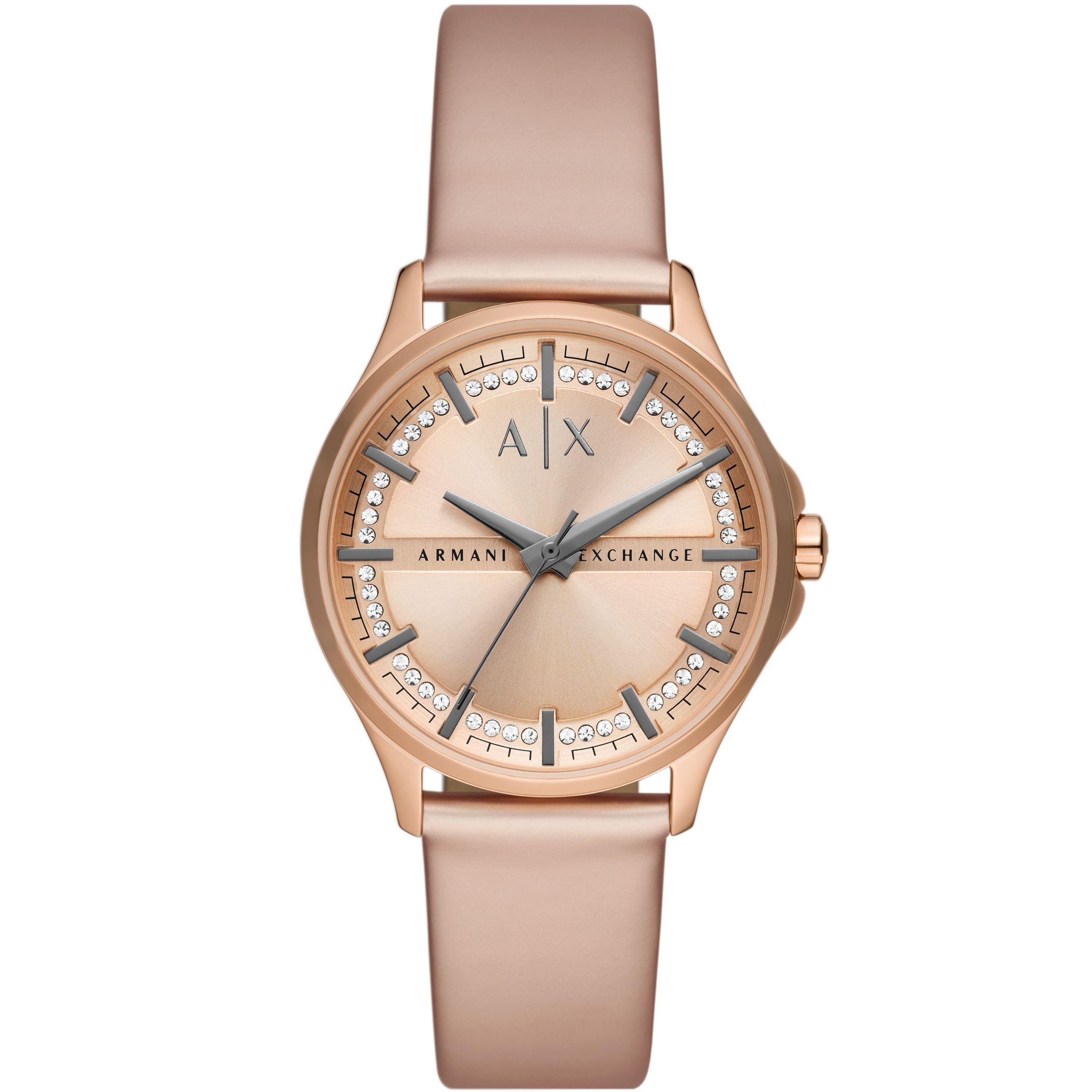  ARMANI EXCHANGE Lady Hampton - AX5272, Rose Gold case with Gold Leather Strap 2025