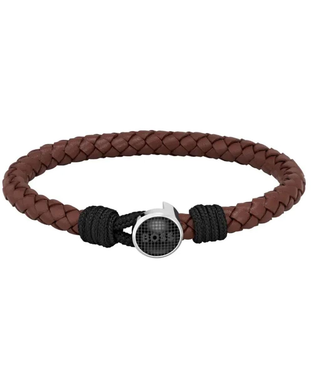 Boss Accessories BOSS Βραχιόλι από ανοξείδωτο ατσάλι & δέρμα Black 1580467M