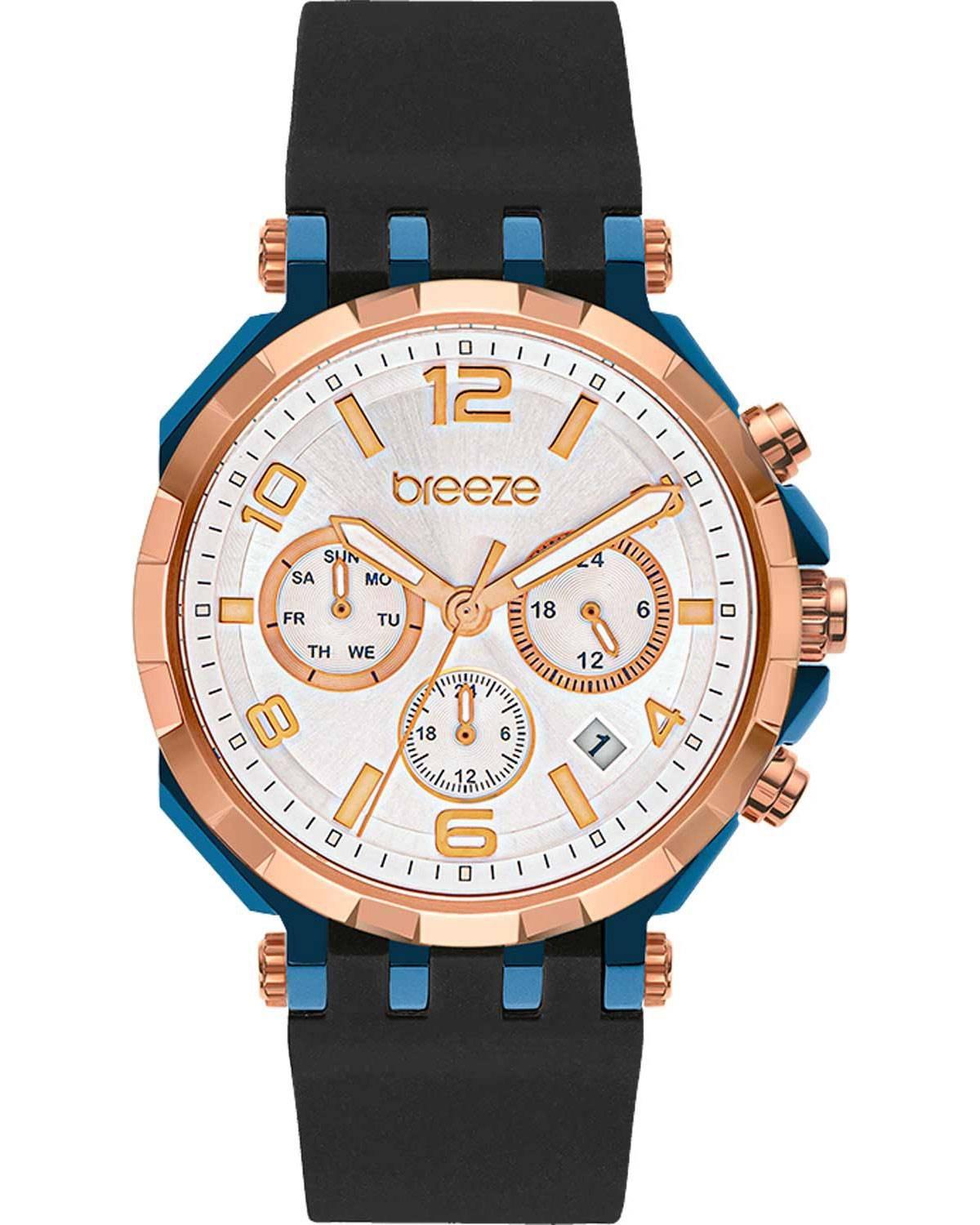  BREEZE Mundus Dual Time - 112291.15 Blue & Rose Gold case with Black Rubber Strap 2025
