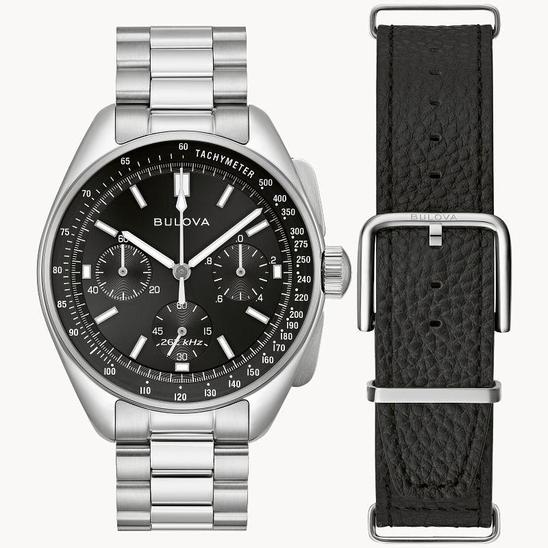 Bulova BULOVA Lunar Pilot Chronograph Precisionist Gift Set - 96K111, Silver case with Stainless Steel Bracelet