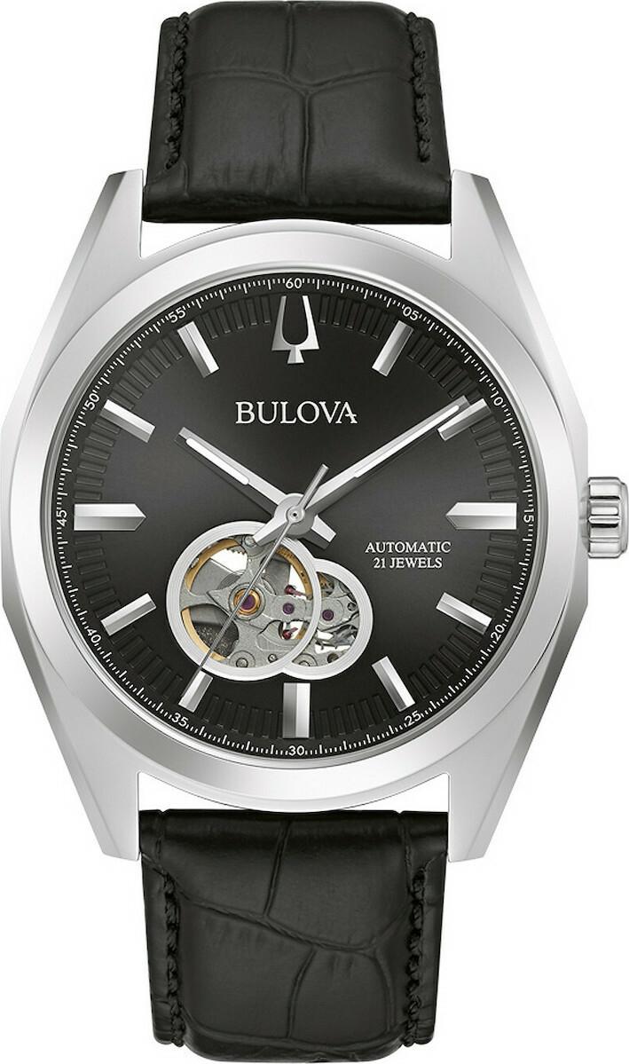 Bulova BULOVA Surveyor Automatic - 96A273 Silver case with Black Leather Strap