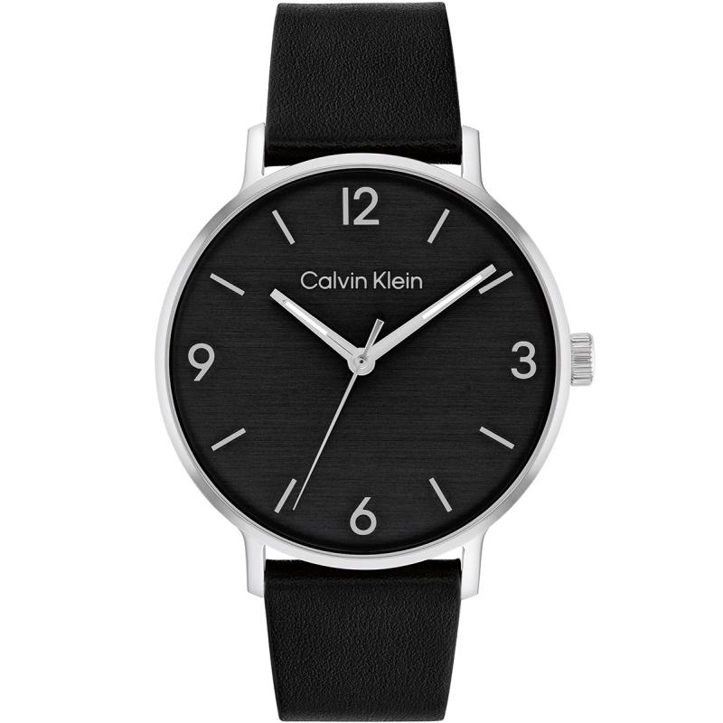 Calvin Klein CALVIN KLEIN Men's - 25200437, Silver case with Black Leather Strap