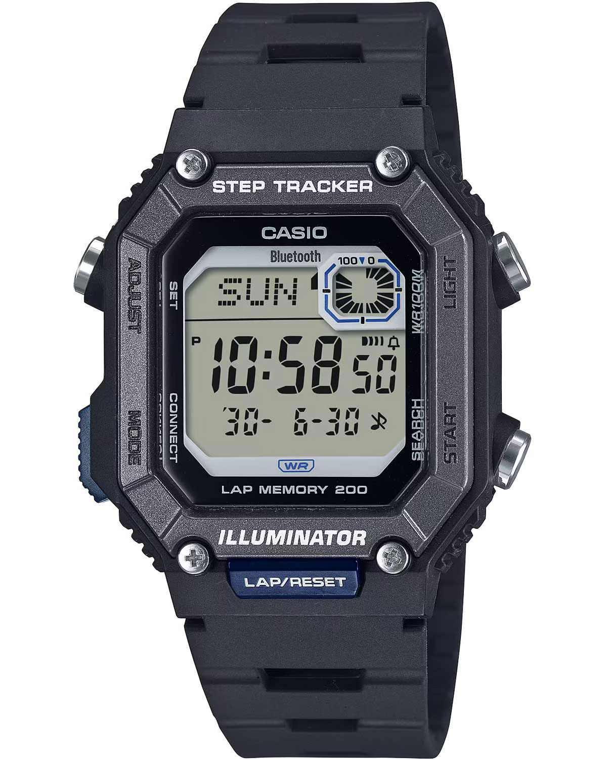 Casio CASIO Collection Dual Time Bluetooth Chronograph - WS-B1000-1AVEF Black case with Black Rubber Strap