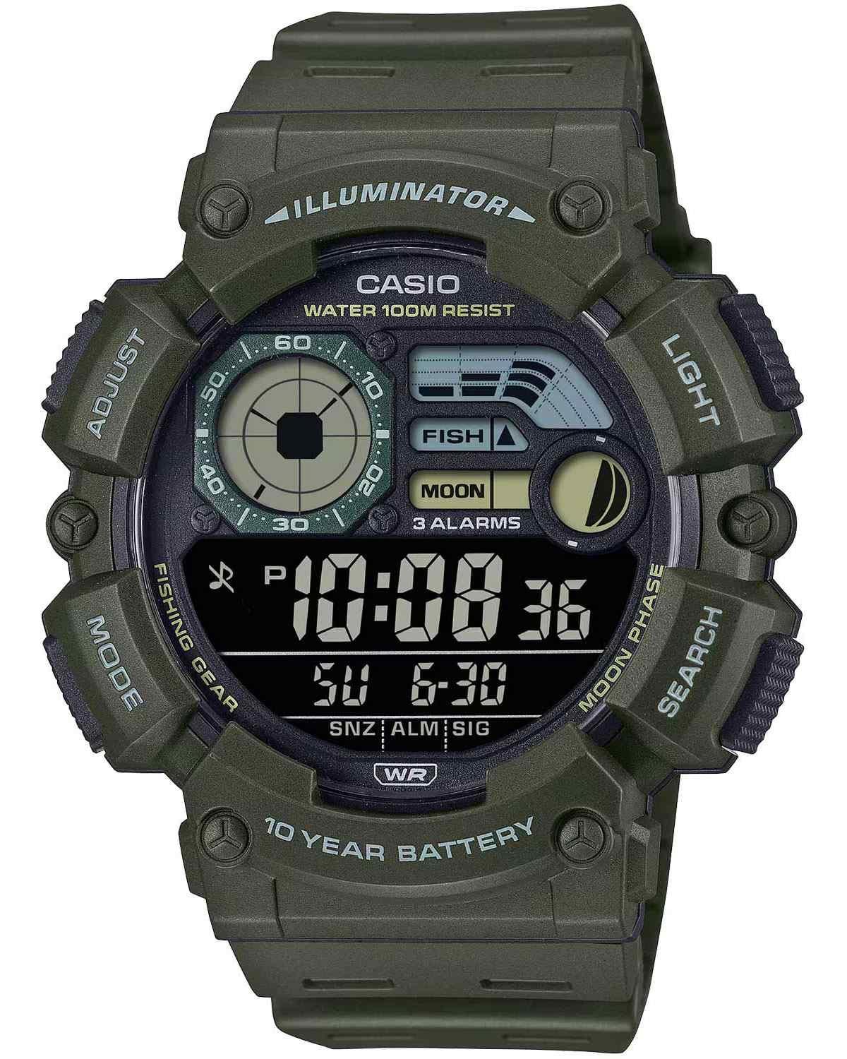 Casio CASIO Collection Dual Time Chronograph - WS-1500H-3BVEF Khaki case with Khaki Rubber Strap