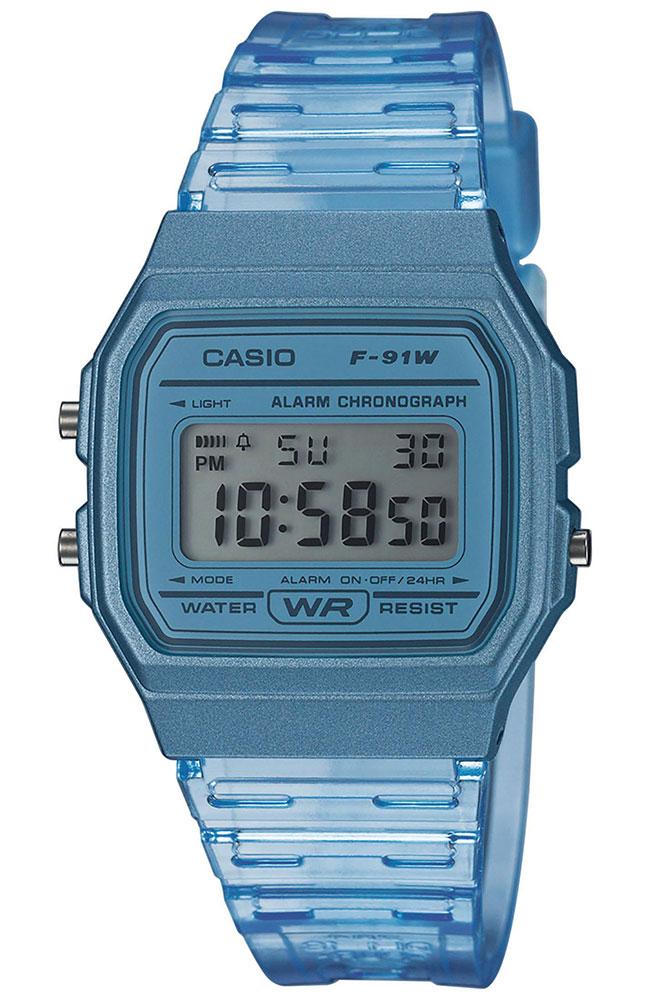 Casio CASIO Collection - F-91WS-2EF, Blue case with Black Rubber Strap