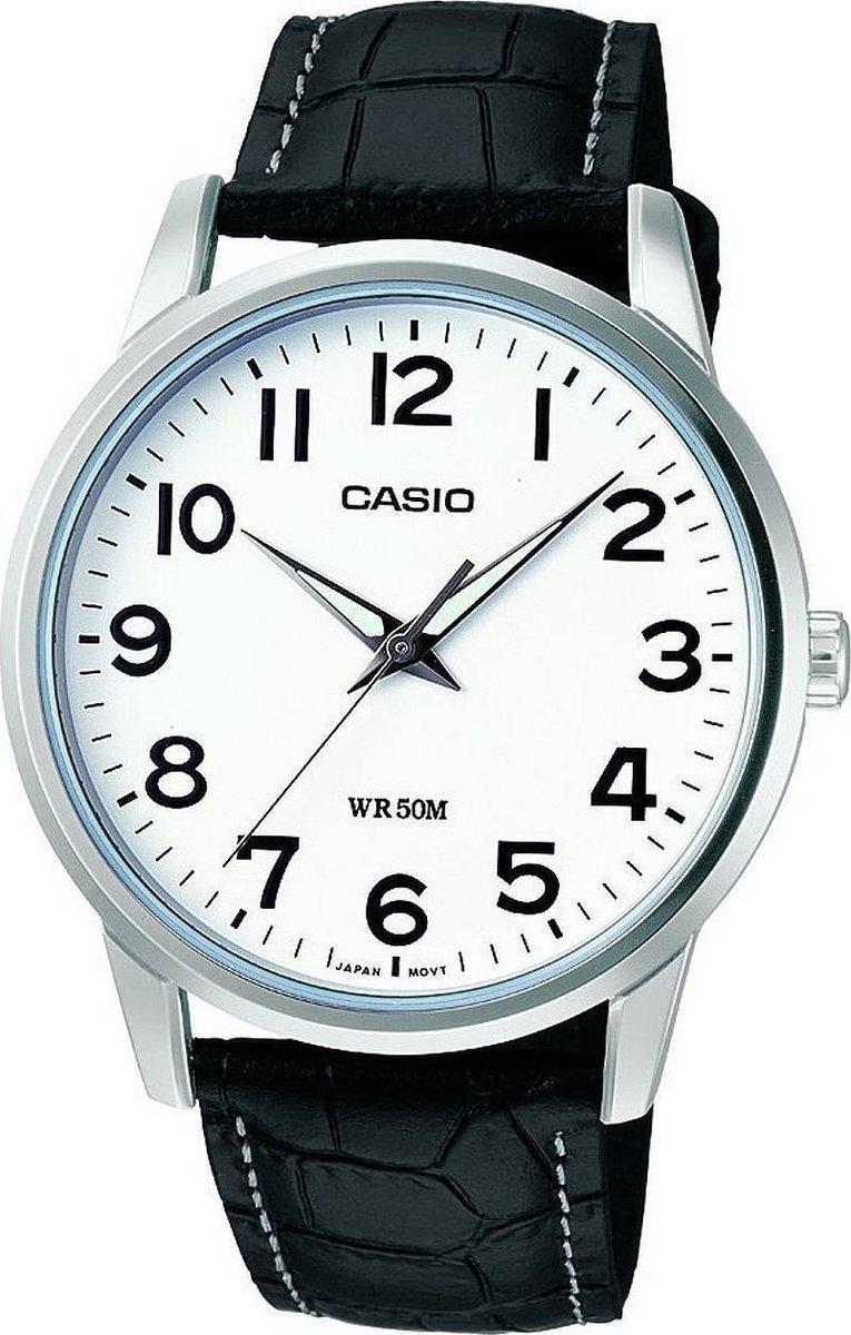 CASIO Collection - MTP-1303PL-7BVEF, Silver case with Black Leather Strap
