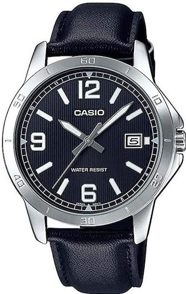 Casio CASIO Collection - MTP-V004L-1B, Silver case with Black Leather Strap