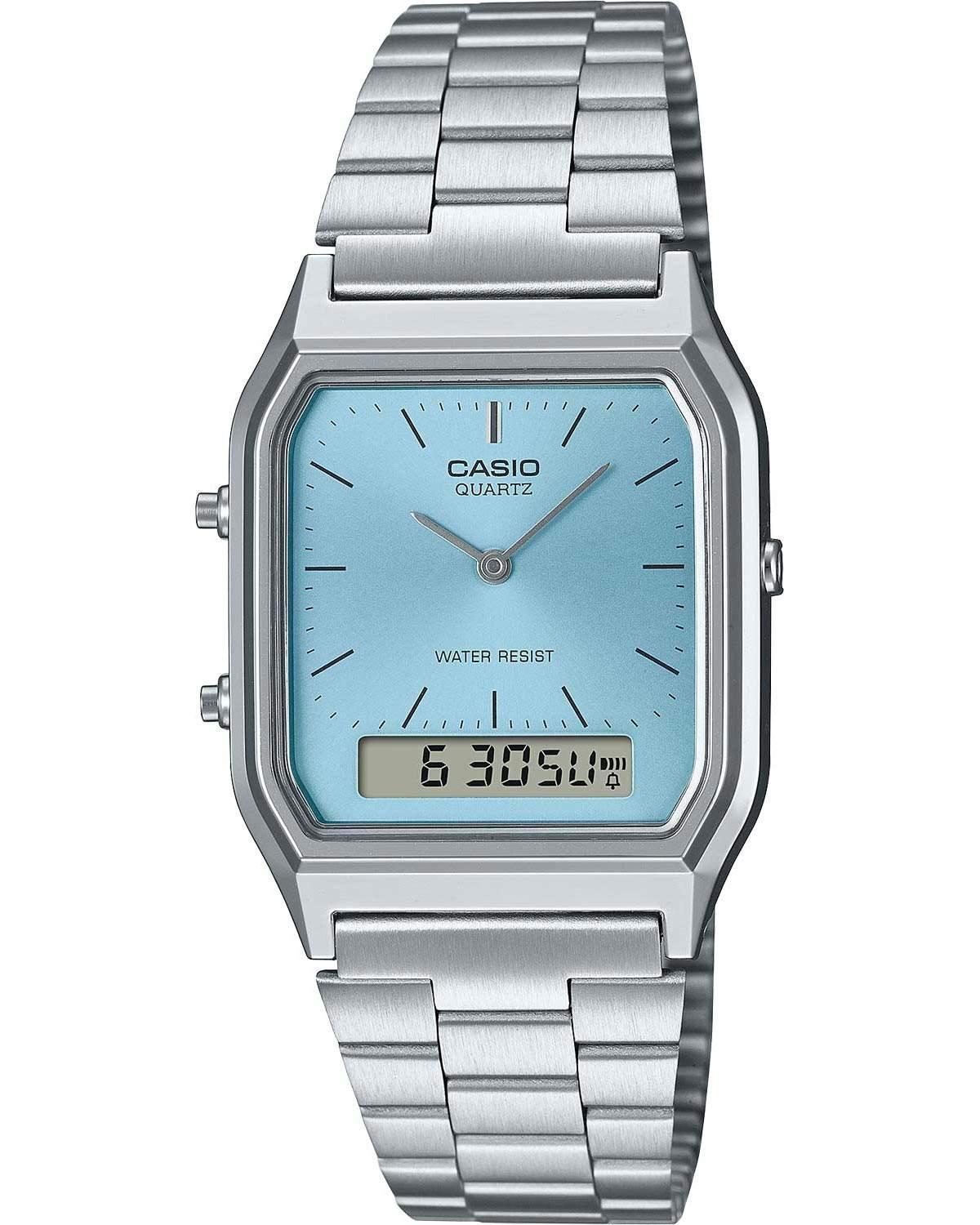 Casio CASIO Vintage Collection - AQ-230A-2A1MQYES, Silver case with Stainless Steel Bracelet