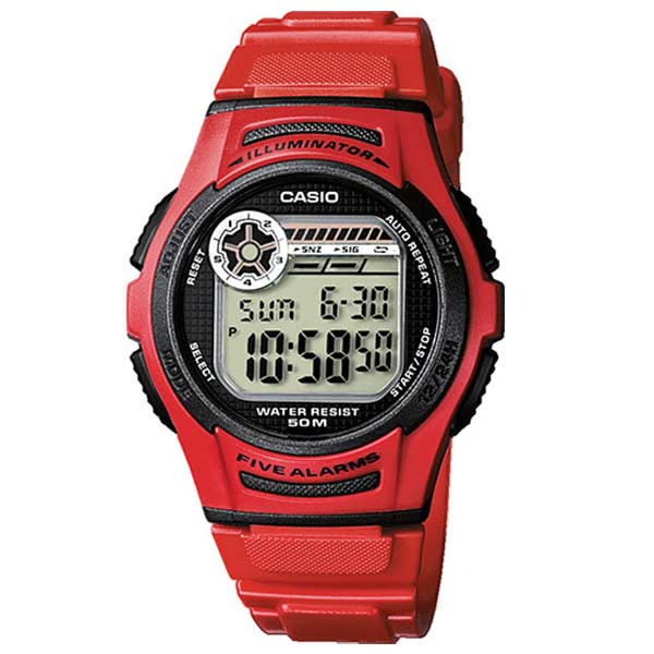 CASIO Collection - W-213-4AVES, Red case with Red Rubber Strap
