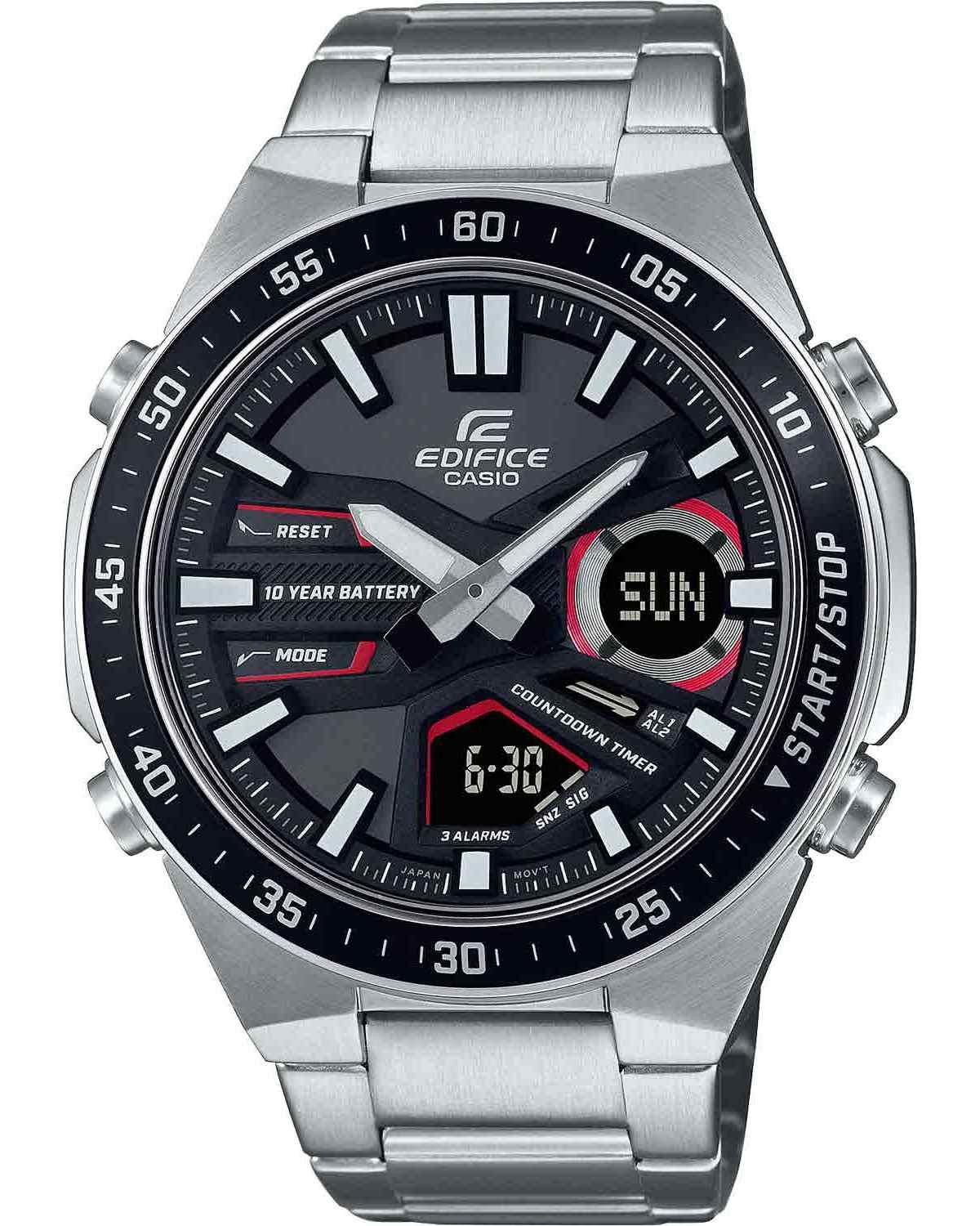 CASIO Edifice Dual Time Chronograph - EFV-C110D-1A4VEF, Silver case with Stainless Steel Bracelet