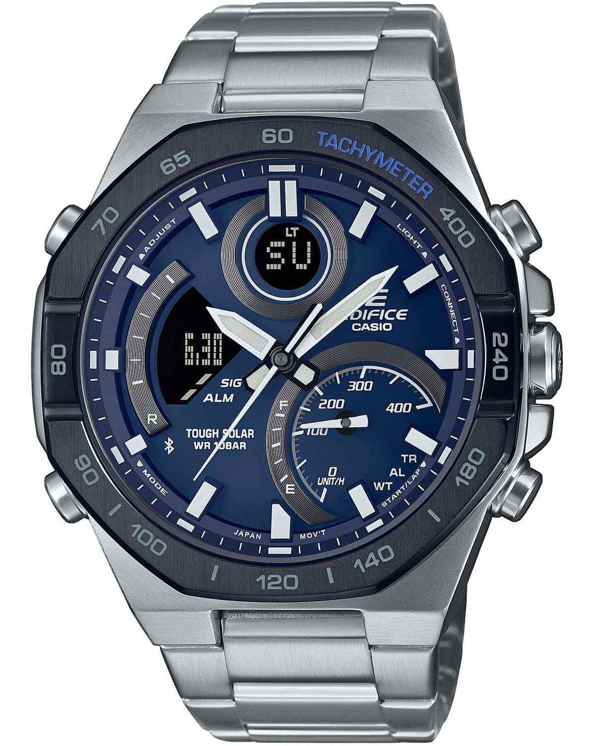 Casio CASIO Edifice Solar Powered Premium Chronograph - ECB-950DB-2AEF , Silver case with Stainless Steel Bracelet