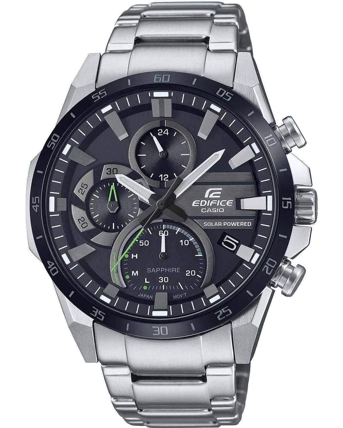 CASIO Edifice Solar Powered Premium Chronograph - EFS-S620DB-1AVUEF, Silver case with Stainless Steel Bracelet
