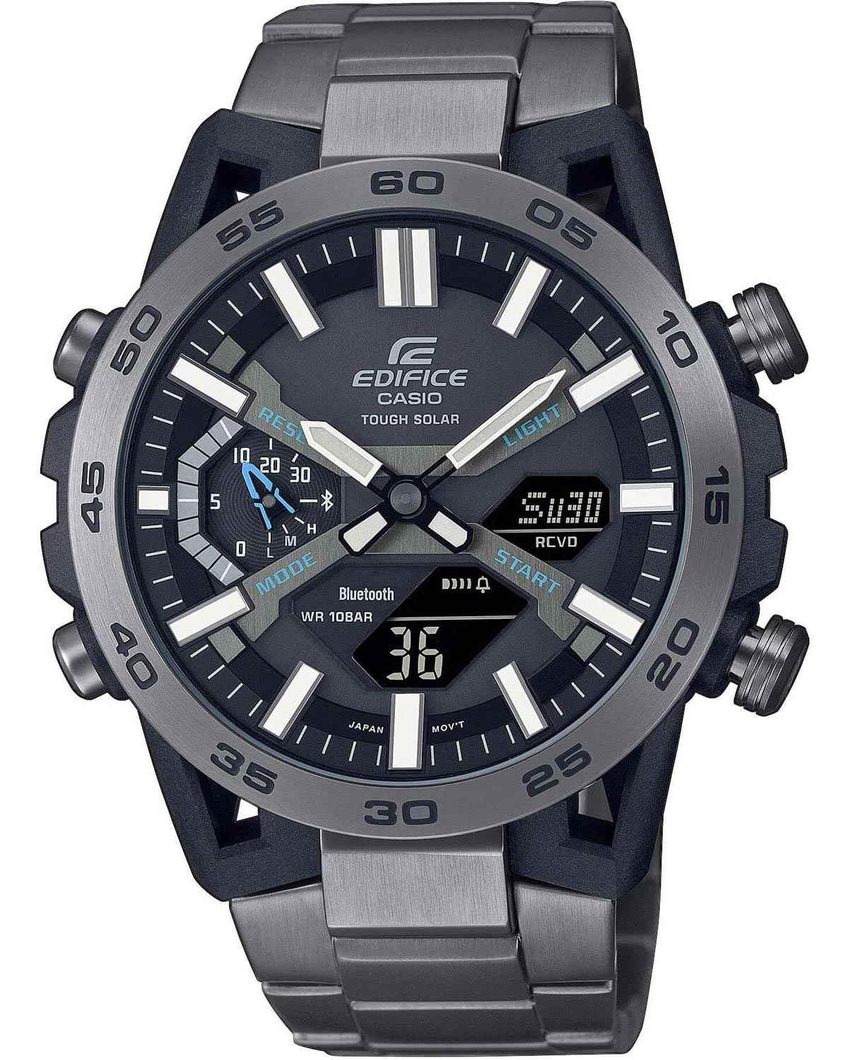 Casio CASIO Edifice Sospensione Tough Solar Smartwatch Bluetooth Chronograph - ECB-2000DC-1AEF, Anthracite case with Stainless Steel Bracelet