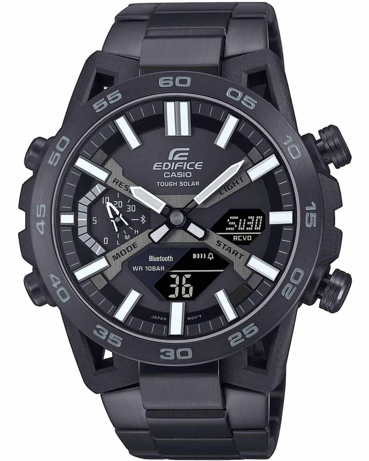 Casio CASIO Edifice Sospensione Tough Solar Smartwatch Bluetooth Chronograph - ECB-2000DC-1BEF, Black case with Stainless Steel Bracelet