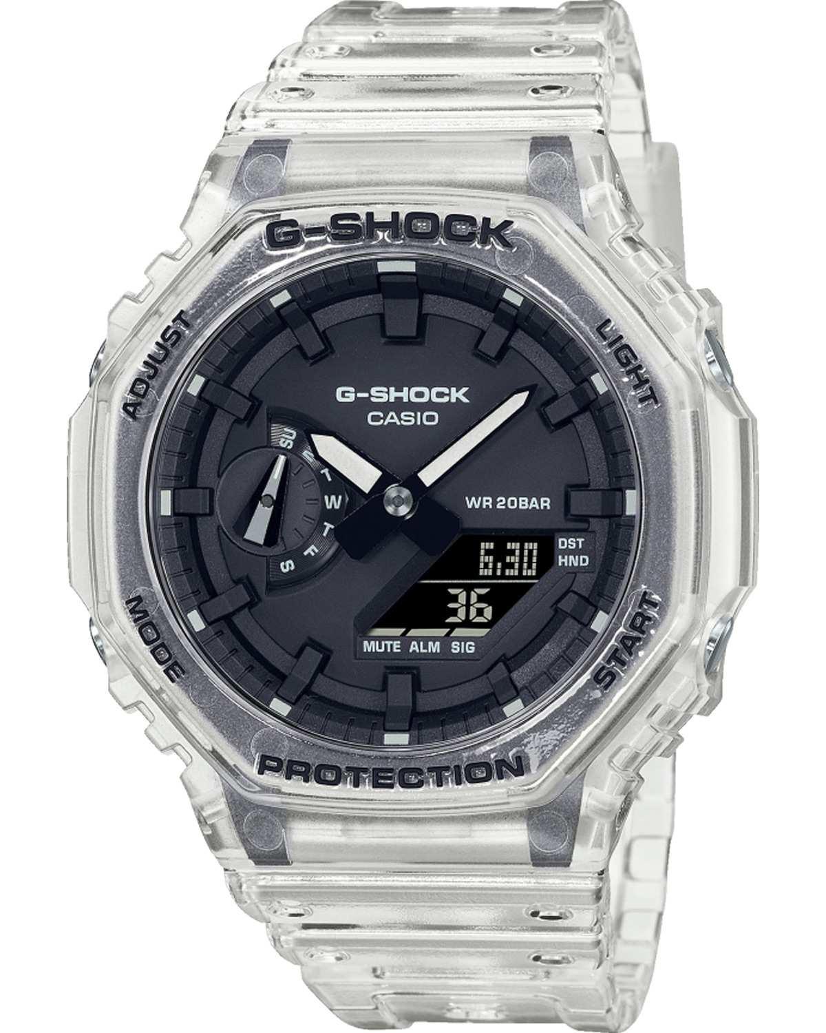 Casio CASIO G-Shock Chronograph - GA-2100SKE-7AER Transparent case with Transparent Rubber Strap