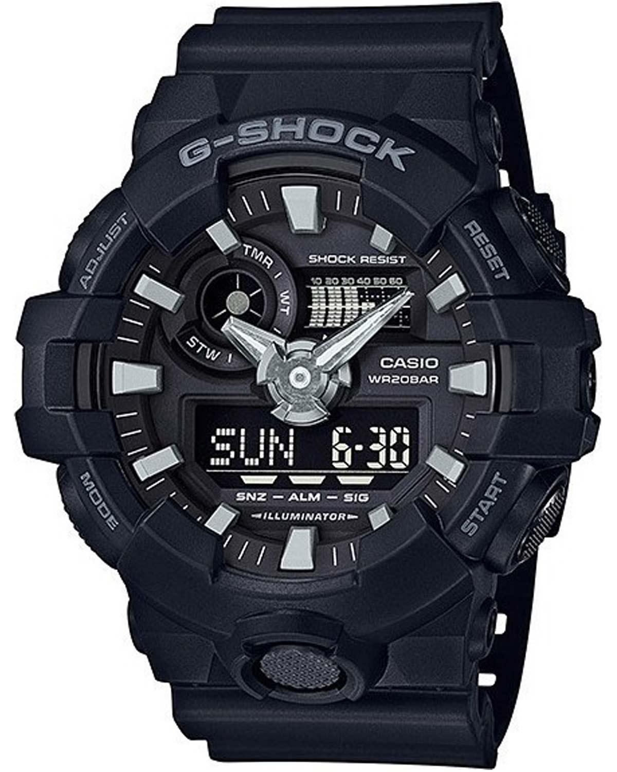 Casio CASIO G-Shock Chronograph - GA-700-1BER Black case with Black Rubber Strap