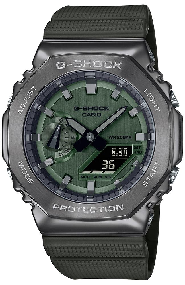CASIO G-Shock Chronograph - GM-2100B-3AER Grey case with Green Rubber Strap