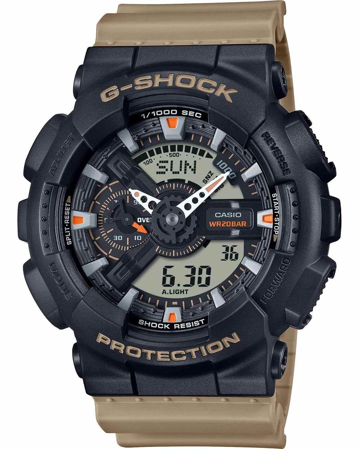 Casio CASIO G-Shock Cronograph - GA-110TU-1A5ER, Black case with Beige Rubber Strap