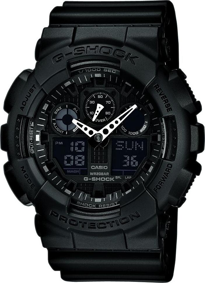 Casio CASIO G-Shock Cronograph - GA-100-1A1ER Black case, with Black Rubber Strap