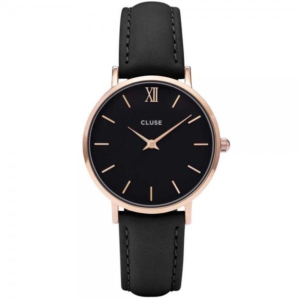 Cluse CLUSE Minuit - CW0101203013, Rose Gold case with Black Leather Strap