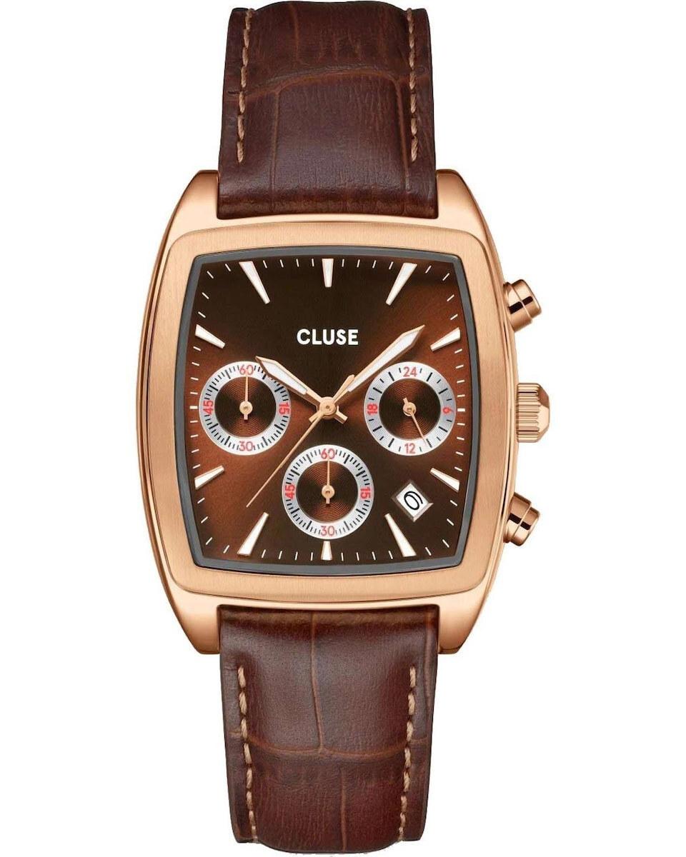 Cluse CLUSE Quartaut Chronograph - CW52006, Gold case with Brown Leather Strap