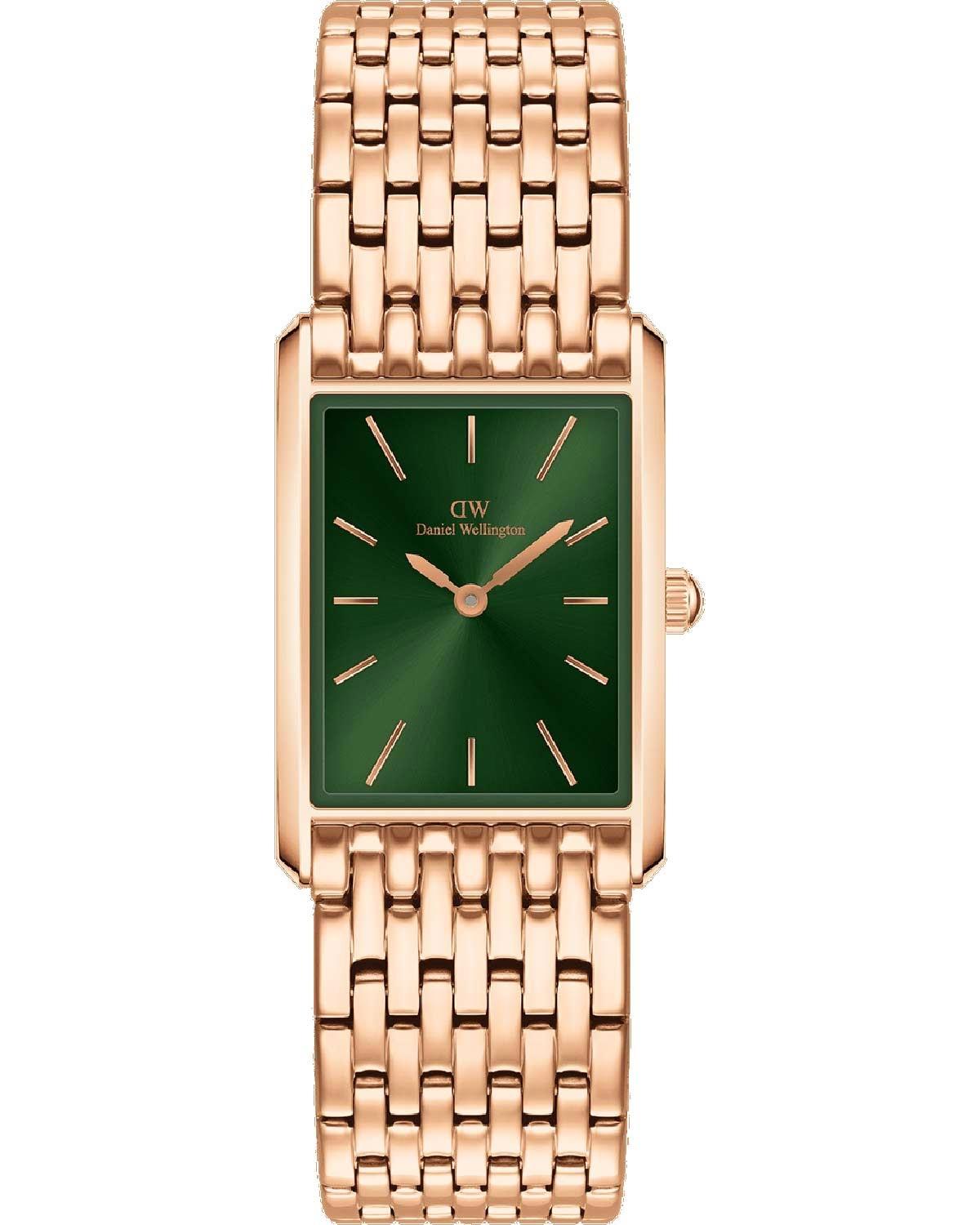 DANIEL WELLINGTON Bound 9-Link Emerald Sunray - DW00100704, Rose Gold case with Stainless Steel Bracelet