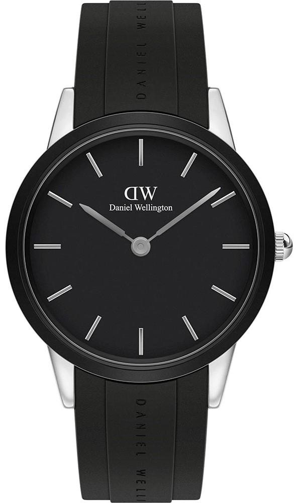 DANIEL WELLINGTON Iconic Link Motion- DW00100436, Silver case with Black Rubber Strap