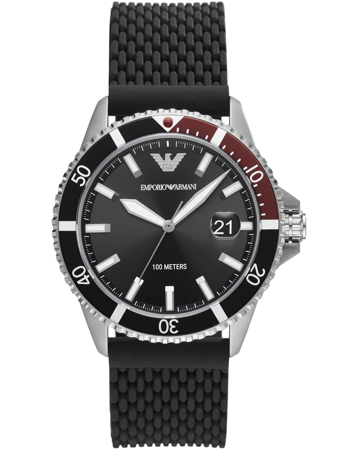 Emporio Armani EMPORIO ARMANI Men's - AR11341, Silver case with Black Rubber Strap