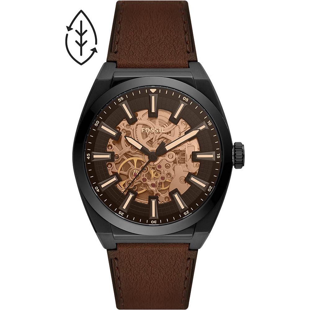 Fossil Everett Automatic - ME3207, Black case with Brown Leather Strap