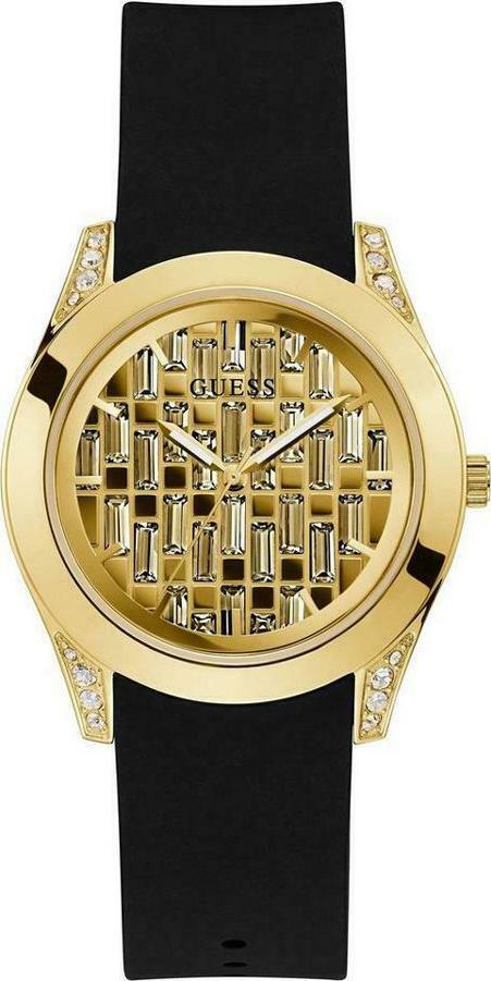 GUESS Clarity - GW0109L1, Gold case with Black Rubber Strap