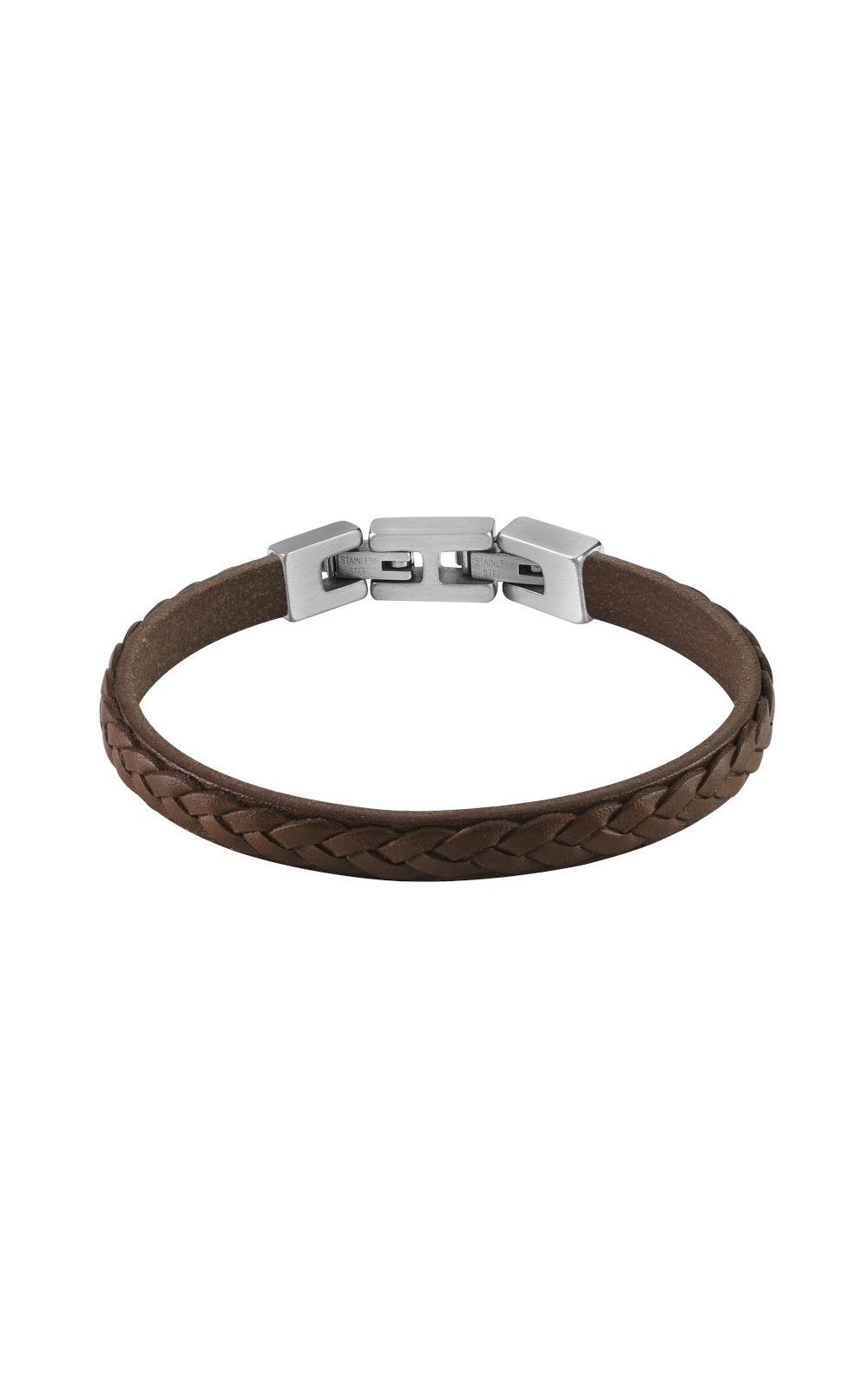 Guess Jewellery GUESS STEEL Βραχιόλι από Ανοξείδωτο ατσάλι & Δέρμα Brown JUMB02143JWSTTMT/U