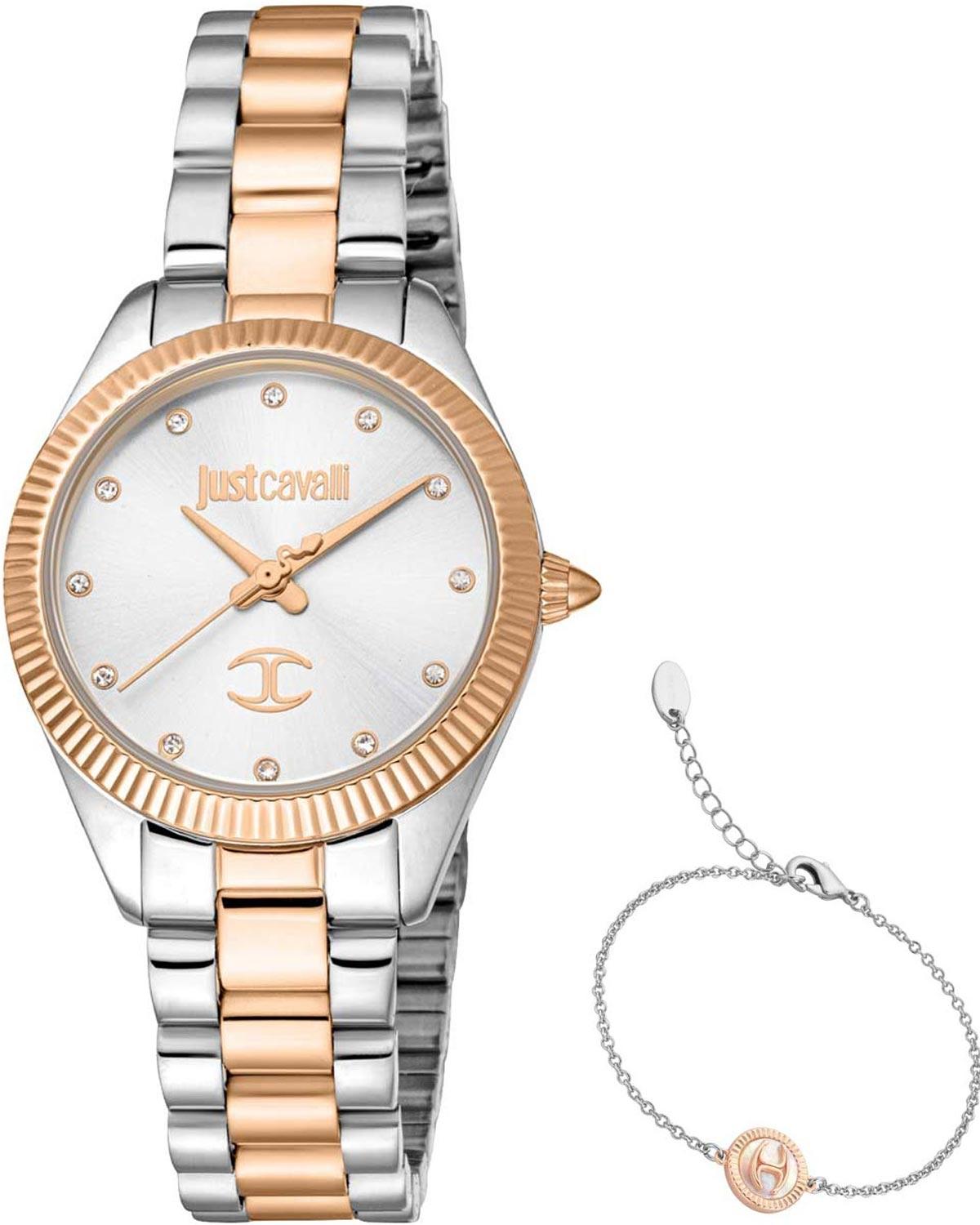  JUST CAVALLI Glam Crystals Gift Set - JC1L267M0105, Silver case with Stainless Steel Bracelet 2025