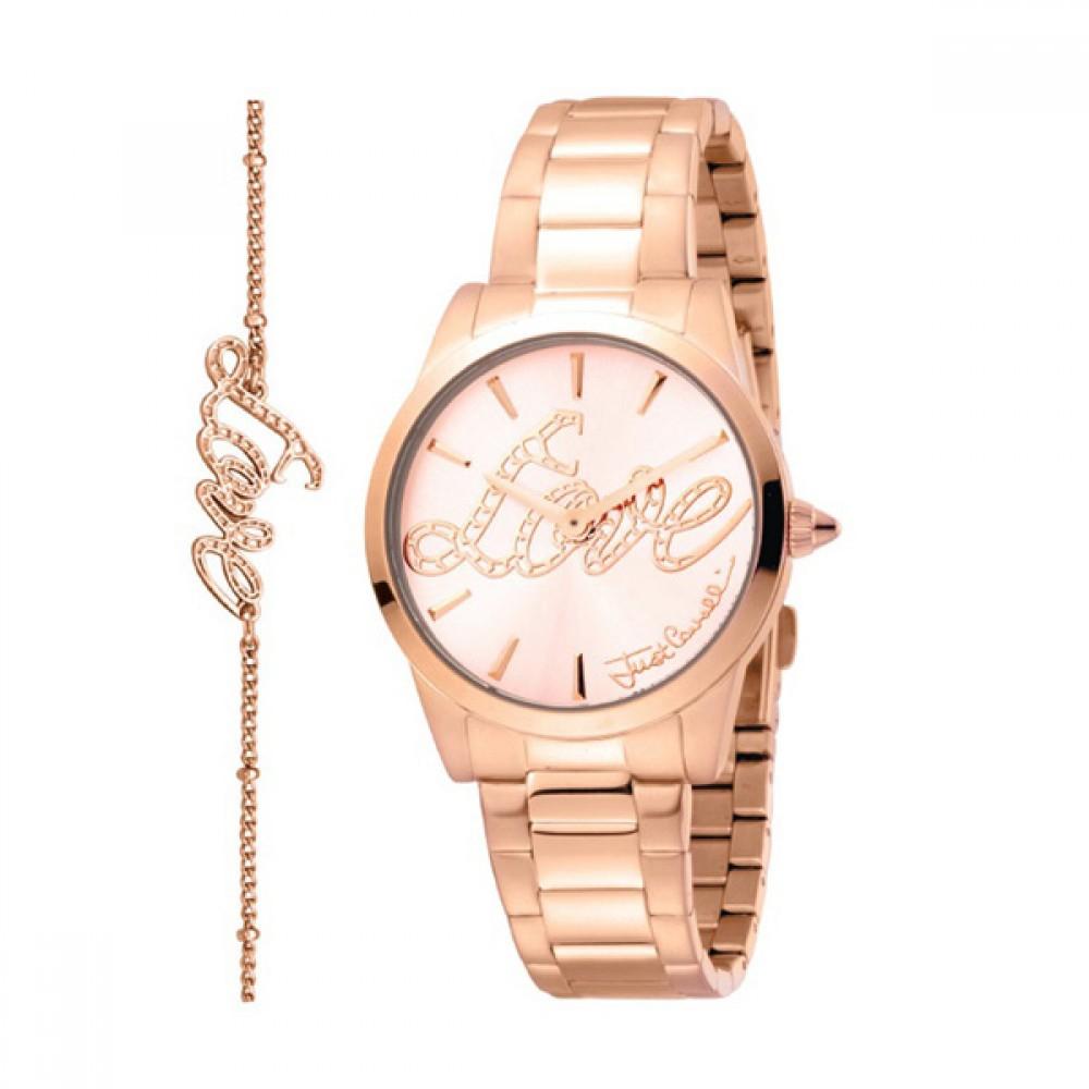 JUST CAVALLI Relaxed Gift Set- JC1L010M0255 Rose Gold case with Stainless Steel Bracelet