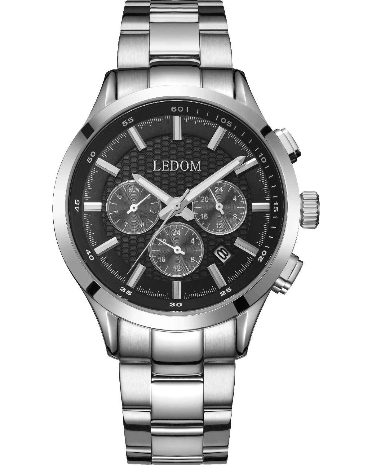 Le Dom LE DOM Horizon Dual Time - LD.1499-1, Silver case with Stainless Steel Bracelet