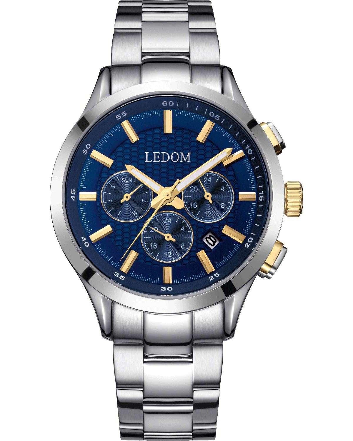 Le Dom LE DOM Horizon Dual Time - LD.1499-3, Silver case with Stainless Steel Bracelet