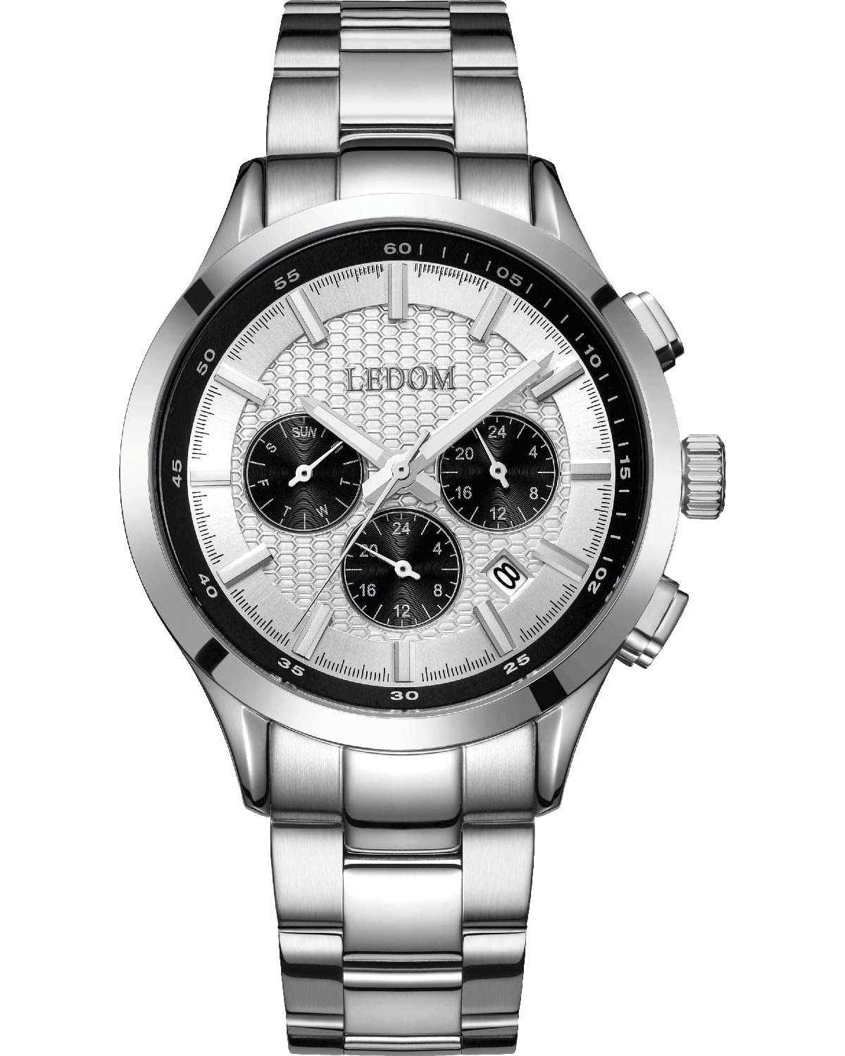 Le Dom LE DOM Horizon Dual Time - LD.1499-4, Silver case with Stainless Steel Bracelet