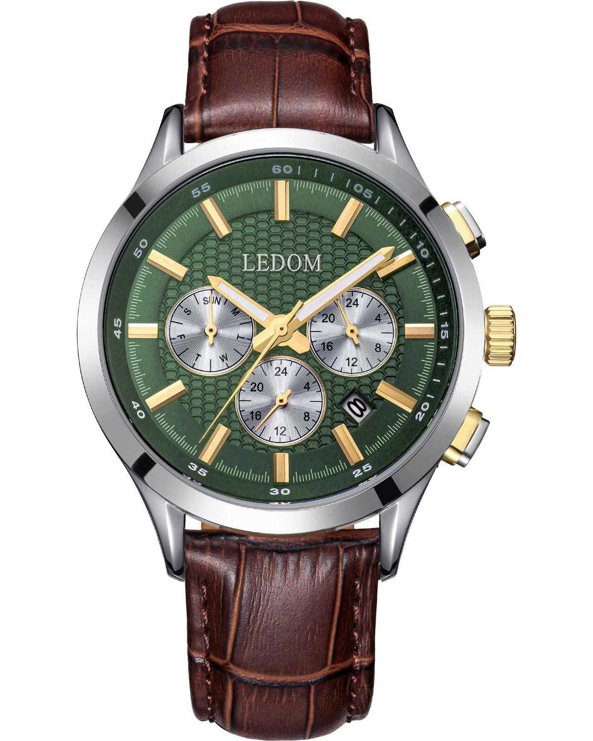 Le Dom LE DOM Horizon Dual Time - LD.1499-5 Silver case with Brown Leather Strap