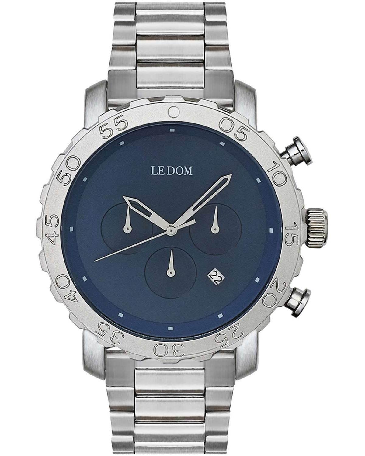 Le Dom LE DOM Pilot Chronograph - LD.1496-3, Silver case with Stainless Steel Bracelet