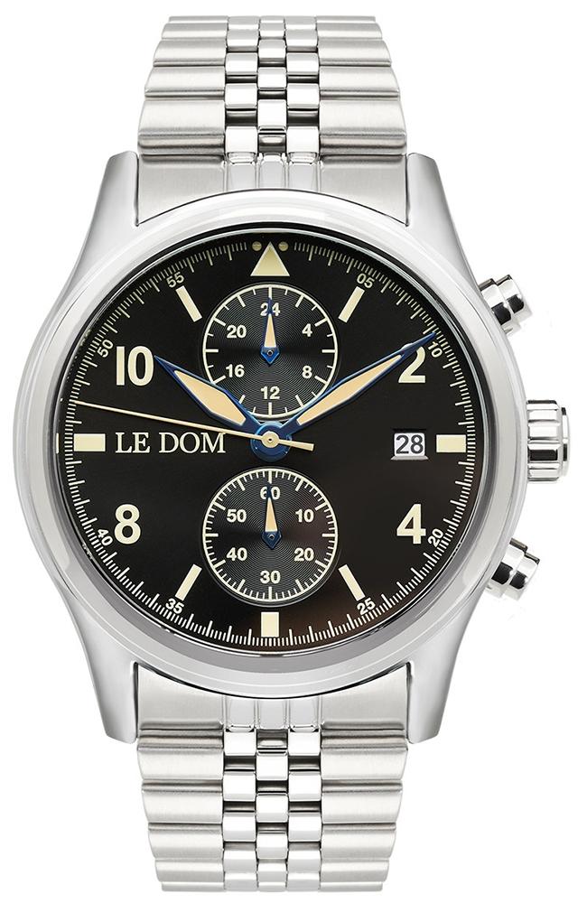 Le Dom LE DOM Pilot - LD.1348-5, Silver case with Stainless Steel Bracelet