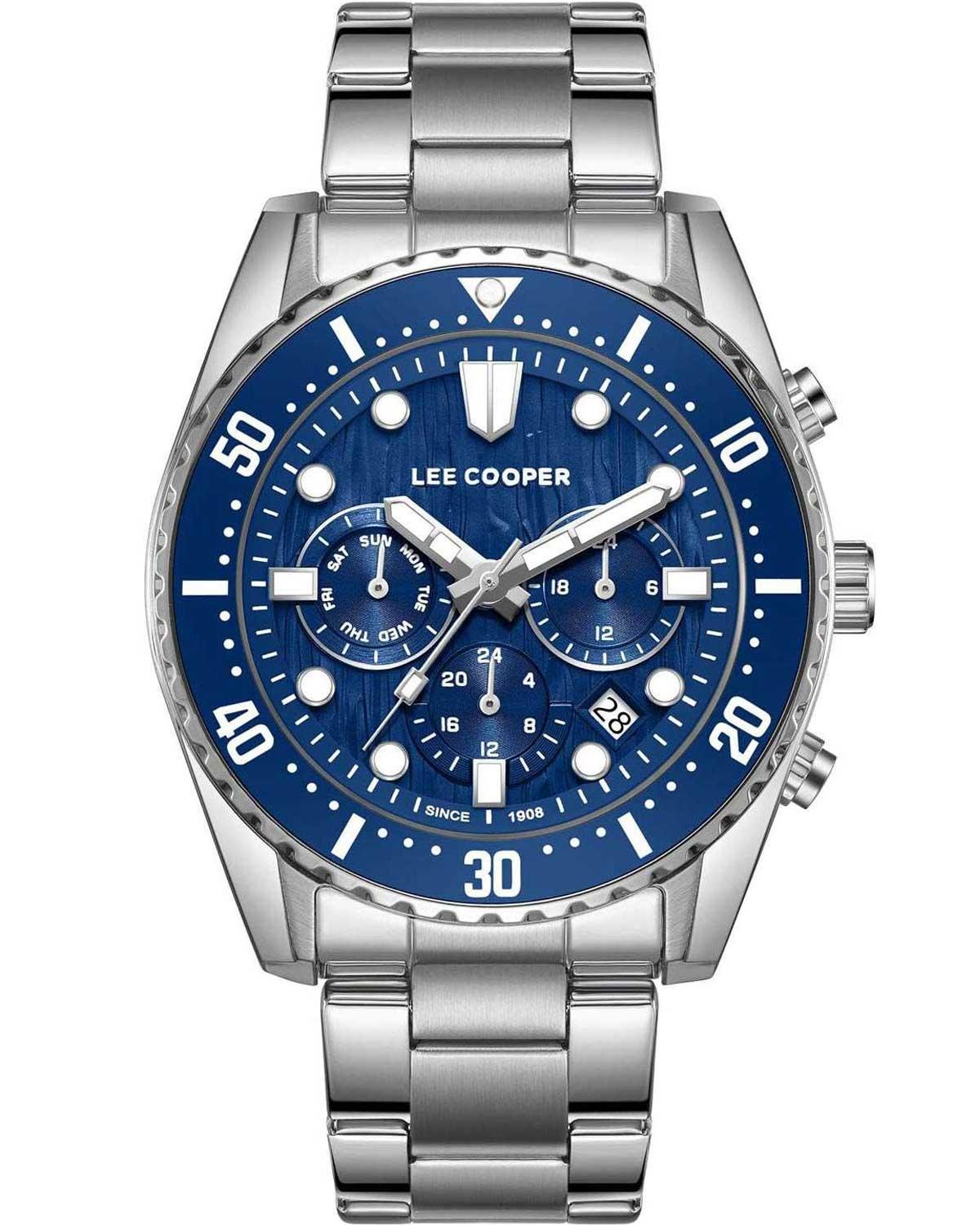 Lee Cooper LEE COOPER Dual Time Men's - LC08101.390, Silver case with Metal Bracelet