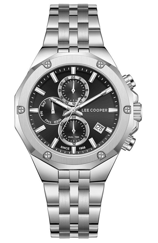 Lee Cooper LEE COOPER Dual Time Men's - LC08104.350, Silver case with Metal Bracelet