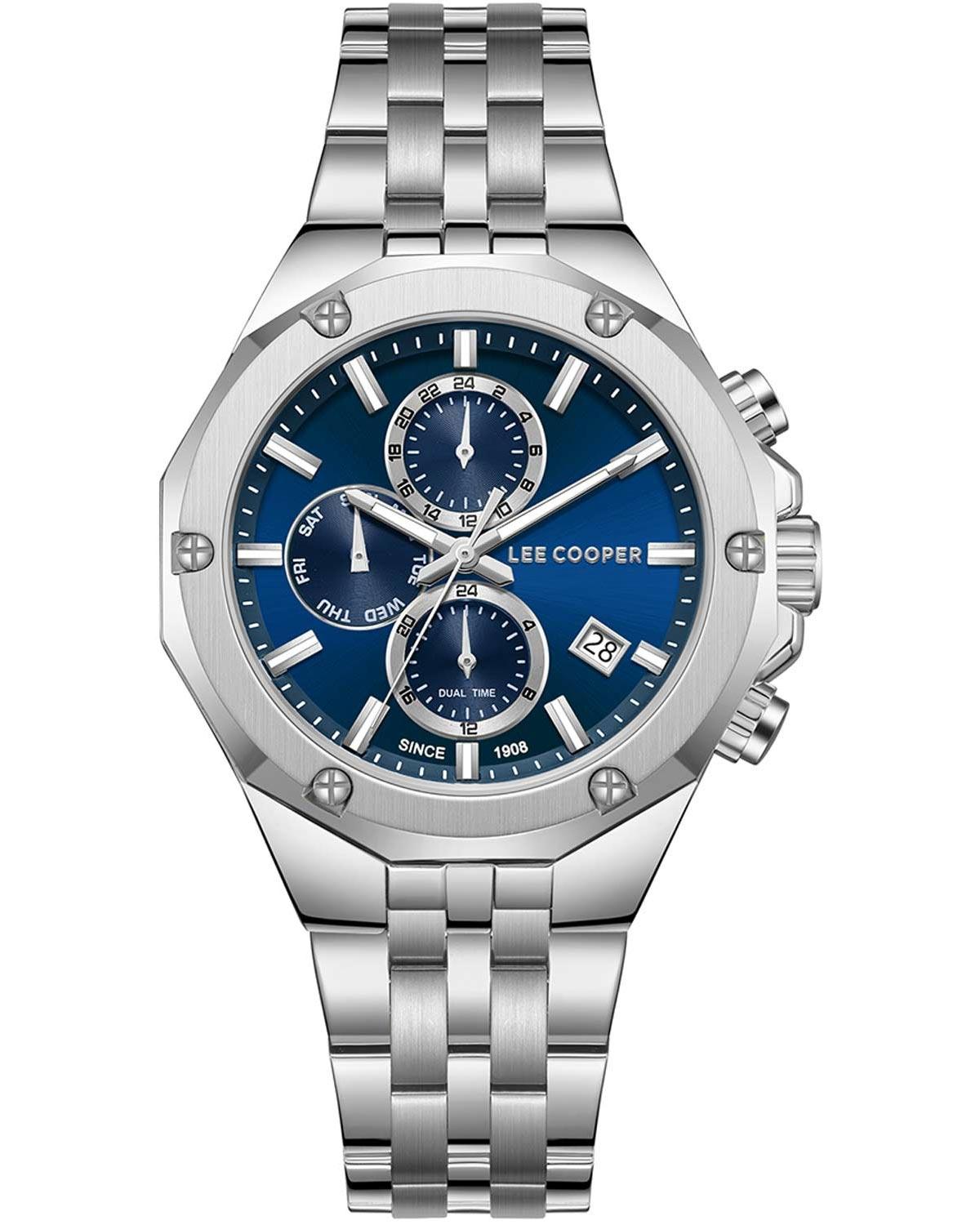 Lee Cooper LEE COOPER Dual Time Men's - LC08104.390 Silver case with Metal Bracelet
