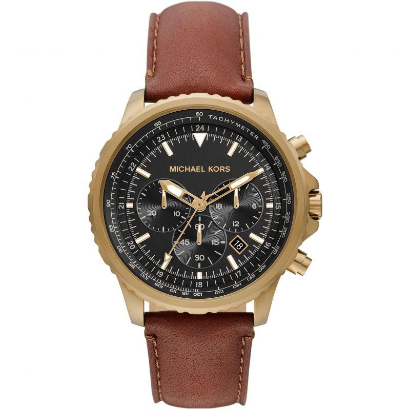 MICHAEL KORS Cortlandt Chronograph - MK8906, Gold case with Brown Leather Strap