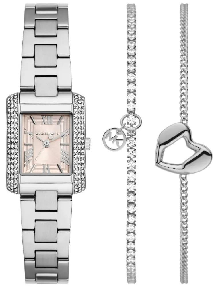 Michael Kors MICHAEL KORS Emery Crystals Gift Set - MK7514, Silver case with Stainless Steel Bracelet