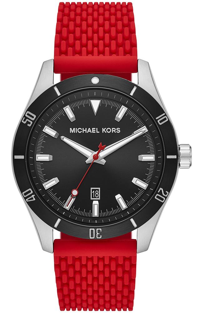 MICHAEL KORS Layton - MK8820, Silver case with Red Rubber Strap