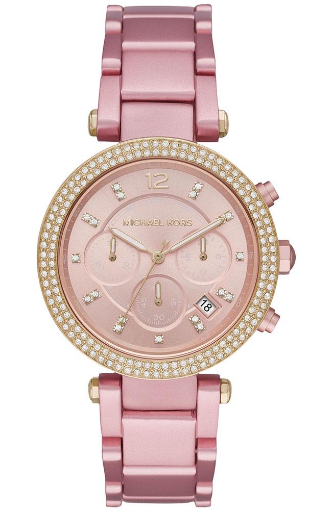 MICHAEL KORS Parker Crystals Chronograph - MK6806, Pink case with Stainless Steel Bracelet