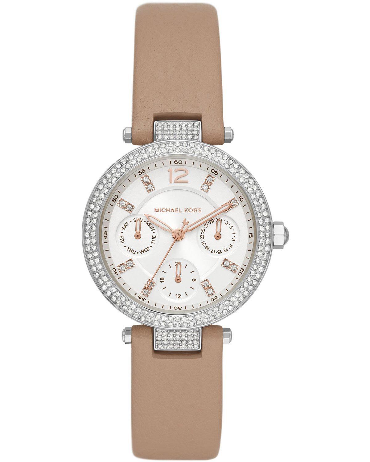 MICHAEL KORS Parker - MK2913, Silver case with Brown Leather Strap