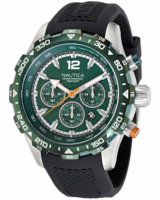 Nautica NAUTICA NST Chronograph - NAPNSS407, Silver case with Black Rubber Strap